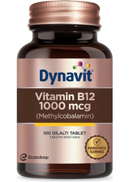 Vitamin B12 1000 mcg Takviye Edici Gıda 100 Tablet