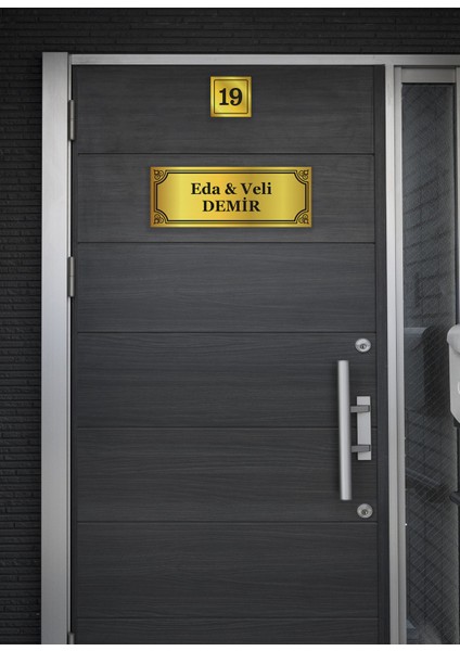 Kişiye Özel Kapı Isimliği 2li Set Geometrik Çerçeveli Tasarım | Isim ve Numara modelleri