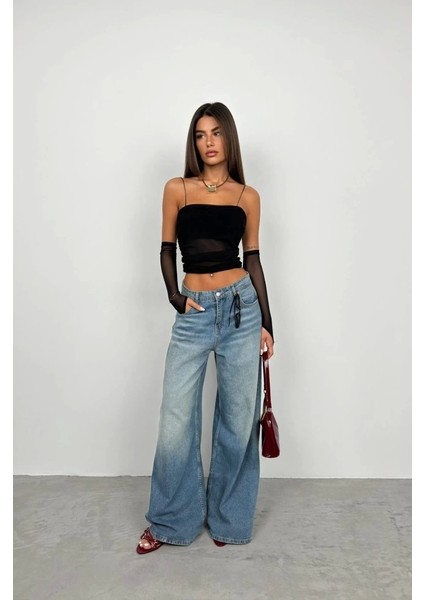 Kolluk Detay Askılı Tül Bluz