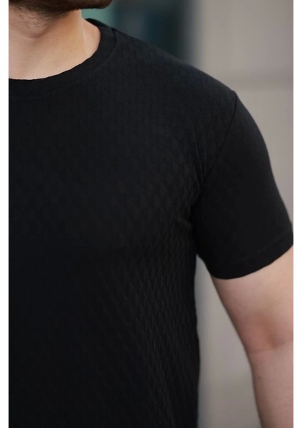 Erkek Kısa Kollu Baklava Desenli T-Shirt modelleri