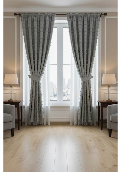 Iskandinav Şeritli Gri Fon Perde 1x3 Sık Pile Salon&yatak Odası Fon Perde fiyatları