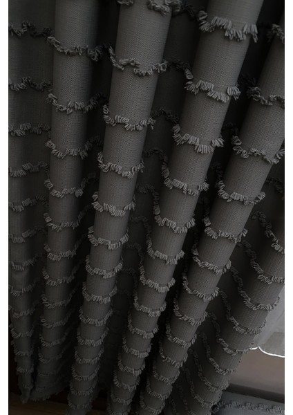 Iskandinav Şeritli Antrasit Fon Perde 1x3 Sık Pile Salon&yatak Odası Fon Perde modelleri