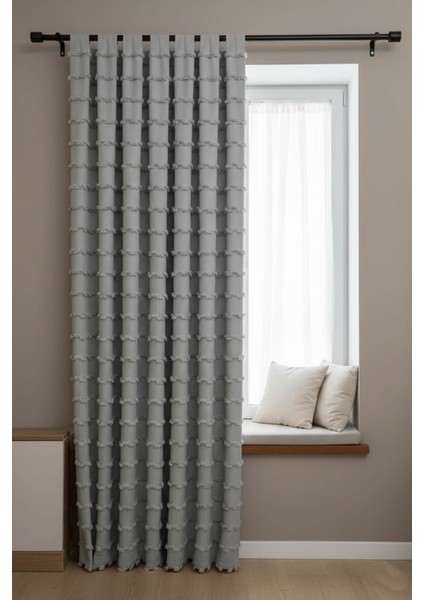 Iskandinav Şeritli Gri Fon Perde 1x3 Sık Pile Salon&yatak Odası Fon Perde indirimleri