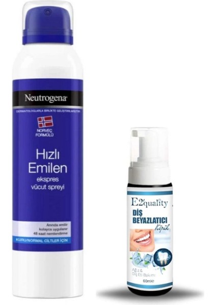 Hızlı Emilen Ekspres Vücut Spreyi 200 ml + Hediye Diş Beyazlatıcı Köpük