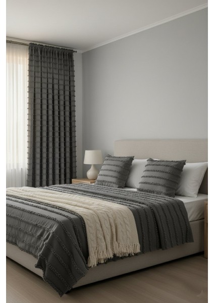 Iskandinav Şeritli Antrasit Fon Perde 1x3 Sık Pile Salon&yatak Odası Fon Perde fiyatları