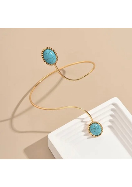 Turkuaz Mavi Taş Detaylı Otantik Pazubent - Ayarlanabilir Kol Bandı fırsatları