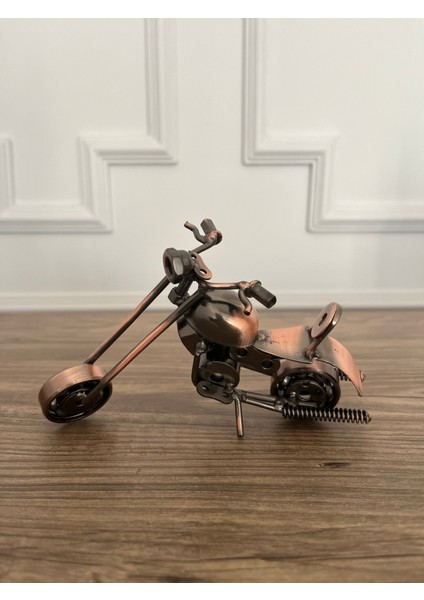 El Yapımı Dekoratif Metal Motosiklet - 15 x 9 cm