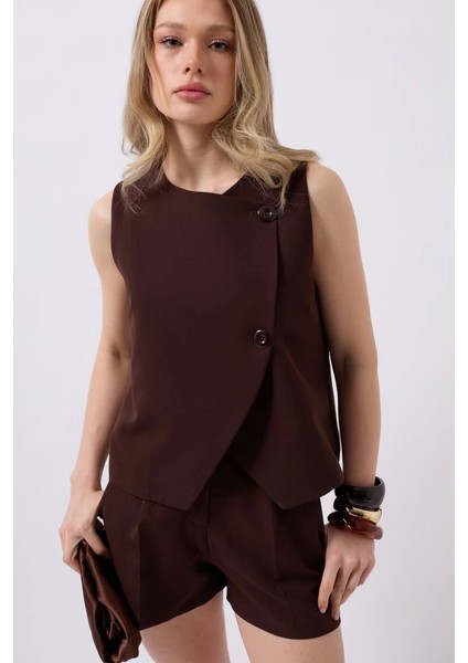 Yandan Düğmeli Dokuma Yelek