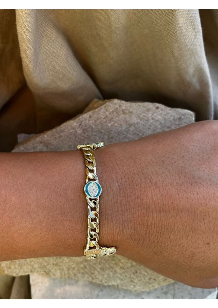 14K Taşlı Kalpli Zincir Bileklik fiyatları