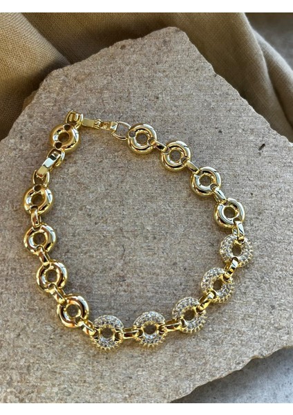 14K Taşlı Simit Bileklik