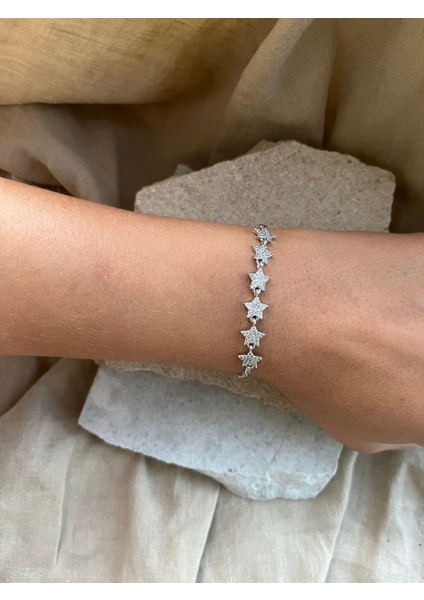 Yıldız Taşlı Gümüş Renkli Ince Bileklik fiyatları
