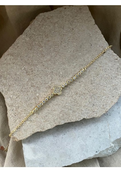 Yonca Taşlı Ince Bileklik