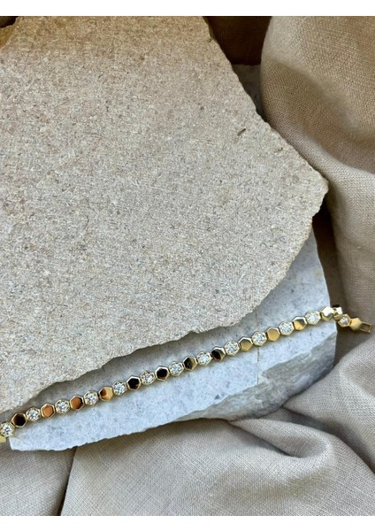 14K Taşlı Baklava Örüntü Bileklik fiyatları