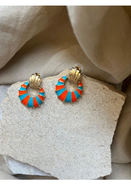 Turuncu Mavi Renkli Küpe