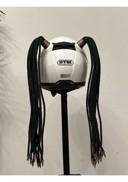 Motor & Motosiklet Siyah Çift Örgülü Saç Kask Dış Aksesuar
