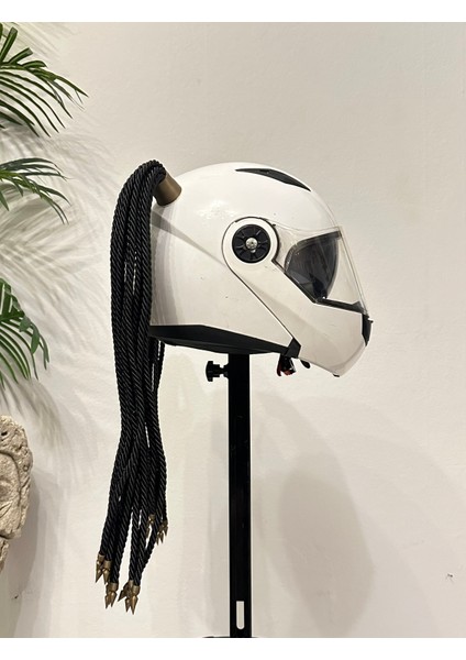 Motor & Motosiklet Siyah Çift Örgülü Saç Kask Dış Aksesuar