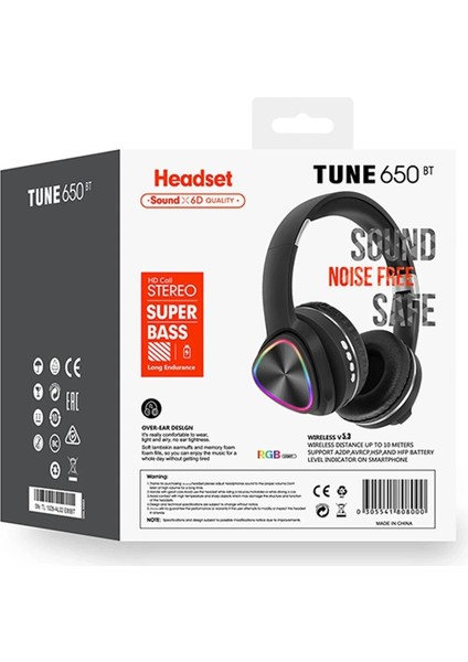 Karler Bass Tune 650 Bt Rgb Kablosuz Kafaüstü Kulaklık - Siyah fiyatları