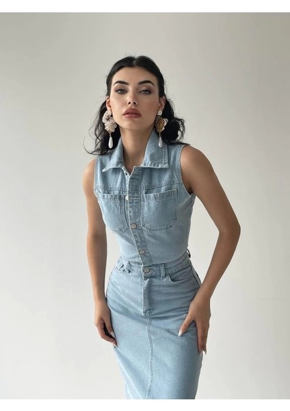 Meldia Jean Sıfır Kollu Elbise fırsatları