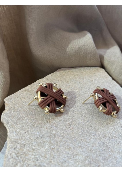 Kahverengi ve Sarı Dümen Küpe fiyatları