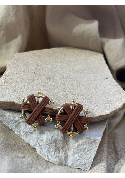 Kahverengi ve Sarı Dümen Küpe fırsatları