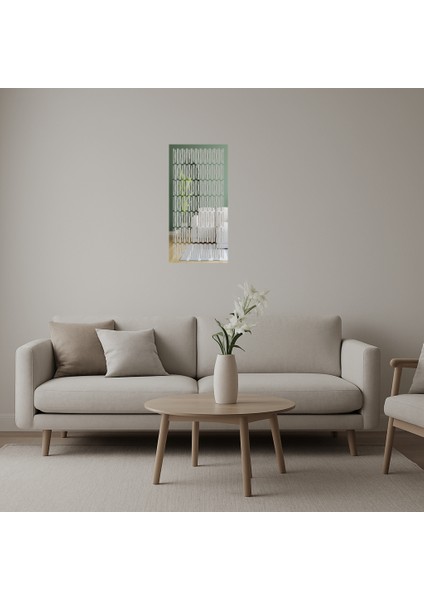 Modern Soyut Çiçek Desenli Aynalı Tablo - SUAT2089-5464