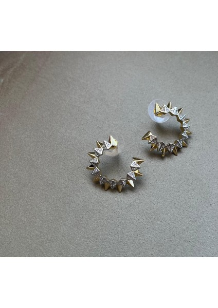 Diken ve Taş Desenli Küpe