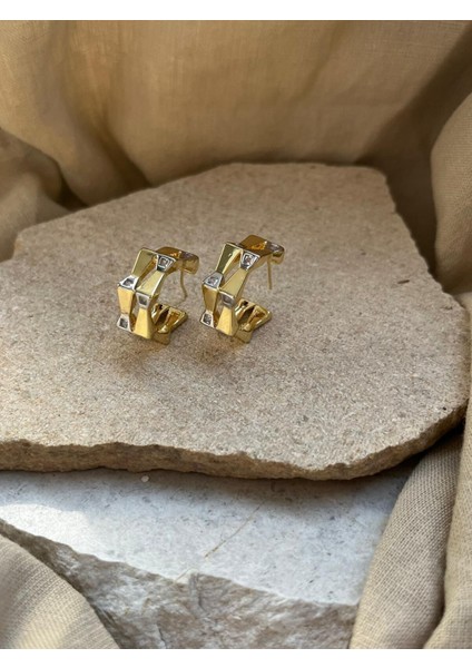 Taşlı Geometrik Küpe