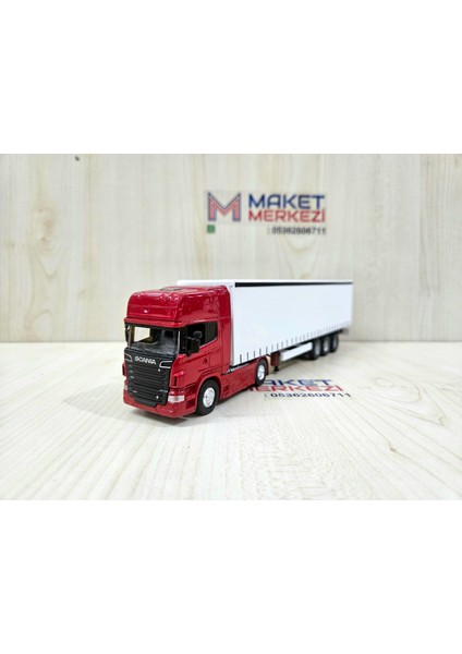 25 cm uzunlukta 1/64 ölçek Kırmızı SCANIA R730 TIR MAKETİ (firma ismi yazılabilir) fiyatları