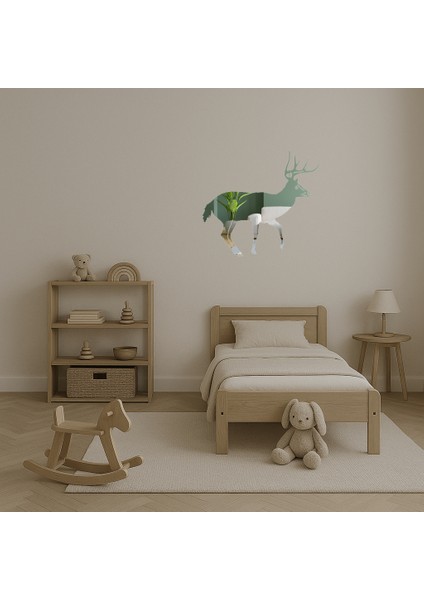 Ahşap Siluet Geyik Dekoratif Iç Mekan Aynalı Tablosu - SUAT1624-1363 fırsatları