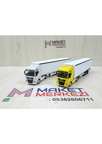 25 cm uzunlukta 1/64 ölçek Beyaz MAN TGX TIR MAKETİ (firma ismi yazılabilir) modelleri