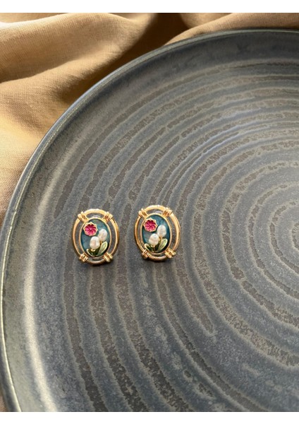 Vintage Sanat Çiçekli Küpe