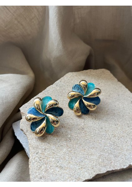 Sarı Yeşil Çiçek Küpe