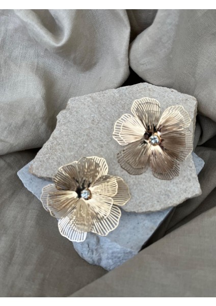 Bakır Tel Çiçek Küpe