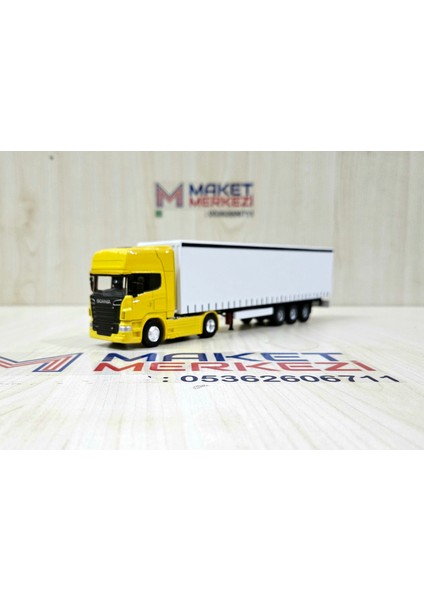 25 cm uzunlukta 1/64 ölçek Sarı SCANIA R730 TIR MAKETİ (firma ismi yazılabilir) fiyatları