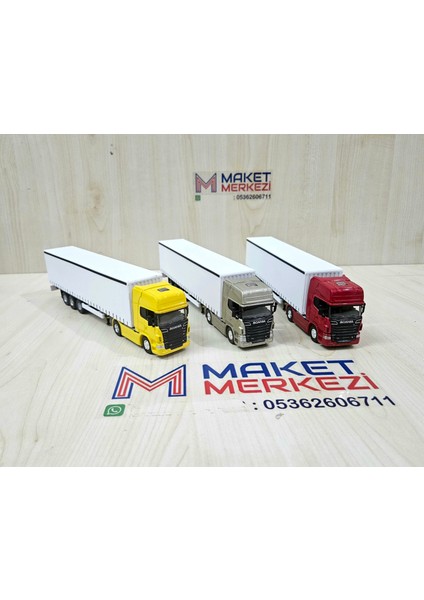 25 cm uzunlukta 1/64 ölçek Sarı SCANIA R730 TIR MAKETİ (firma ismi yazılabilir) fırsatları