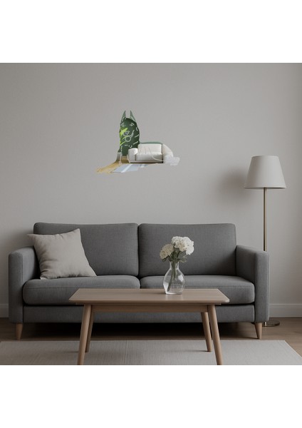 Şık Köpek Silüetli Aynalı Tablo - SUAT6633-8062 indirimleri