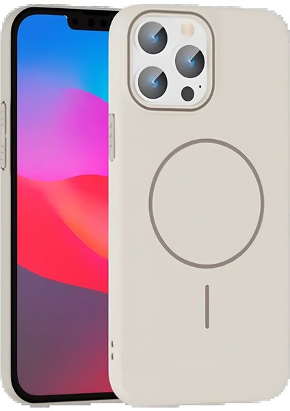 iPhone 15 Pro Max Broş Magsafe Kapak - Krem - SUAT4344-6501