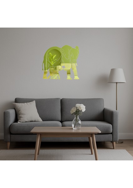 Anne ve Yavru Fil Dekoratif Altın Aynalı Tablo - SUAT7919-5233 indirimleri