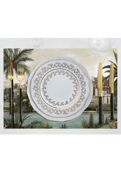 Manzara Kumaş Amerikan Servis 4'lü Set 35X50CM Keten Kumaş Ulusl. Yıkama ve Solmama Sertifikası fiyatları