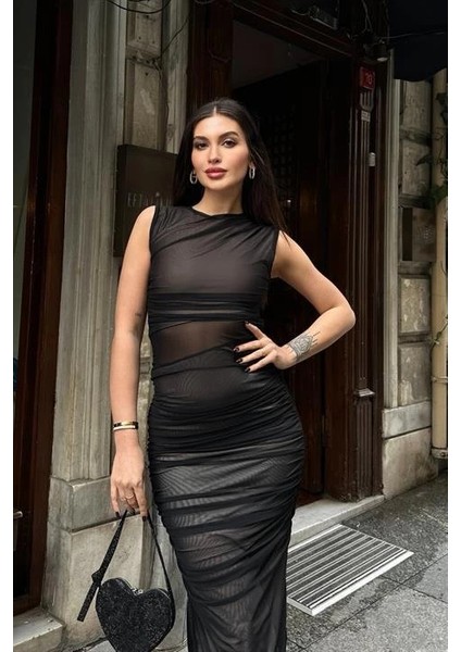 Cindy Transparan Tül Elbise 2683-8 fırsatları