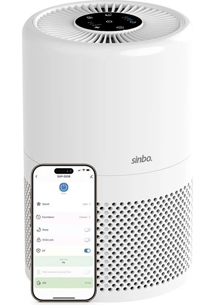 SAP-5508 Akıllı H13 Hepa Filtreli Wifi Özellikli Hava Temizleyici fırsatları