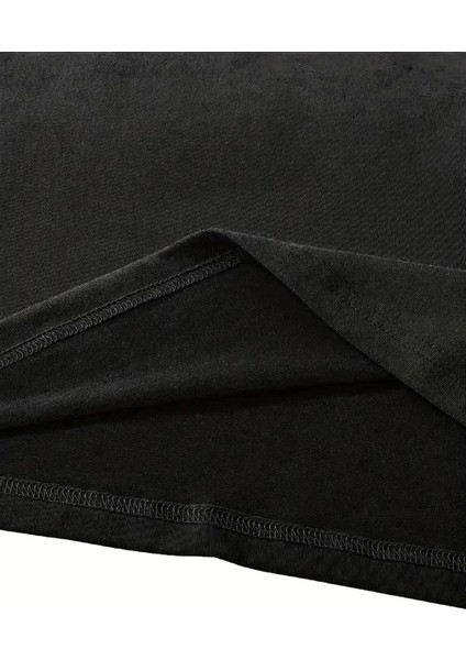 Fiyonk Baskılı Siyah Oversize Unisex T-Shirt- Siyah modelleri