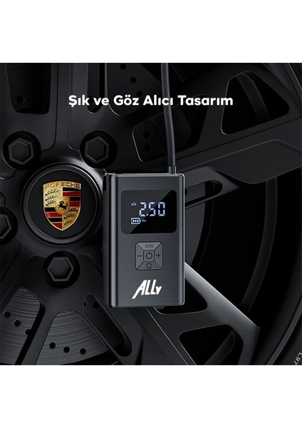 Ally ST-5522 Şarjlı Lastik Şişirme Hava Kompresör Pompası 12V LED IŞIKLI-(1903) modelleri