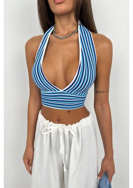 Çizgili Boyun Bağlamalı Crop fırsatları