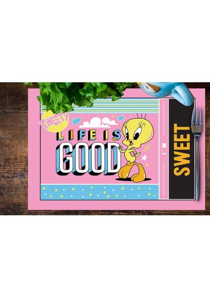 Tweety Teams Kumaş Amerikan Servis 4'lü Set 35X50CM (Warner Bros Lisanslı Ürün, Keten Kumaş) modelleri