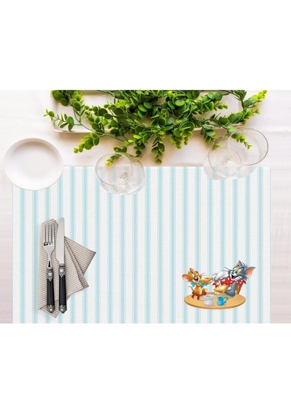 Tom And Jerry Striped Kumaş Amerikan Servis 4'lü Set 35X50CM- Warner Bros Lisanslı Ürün, Keten Kumaş fiyatları