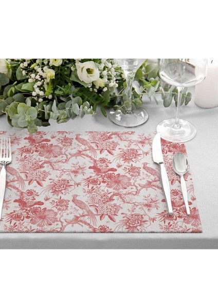 Red Garden Kumaş Amerikan Servis 4'lü Set 35X50 (Keten Kumaş Ulusl. Yıkama ve Solmama Sertifikası)