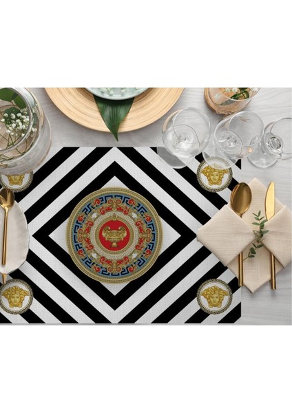 Figüratif Desen Kumaş Amerikan Servis 4'lü Set 35X50CM (Keten, Ulusl. Yıkama ve Solmama Sertifikası)