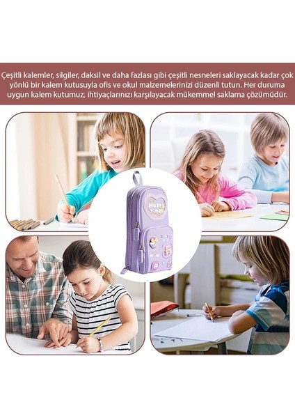 Ally Kawaii Büyük Kapasiteli Tuval Kalemlik Çantası Kızlar Için Kılıf Tutucu Kalem KUTUSU-(1903) indirimleri