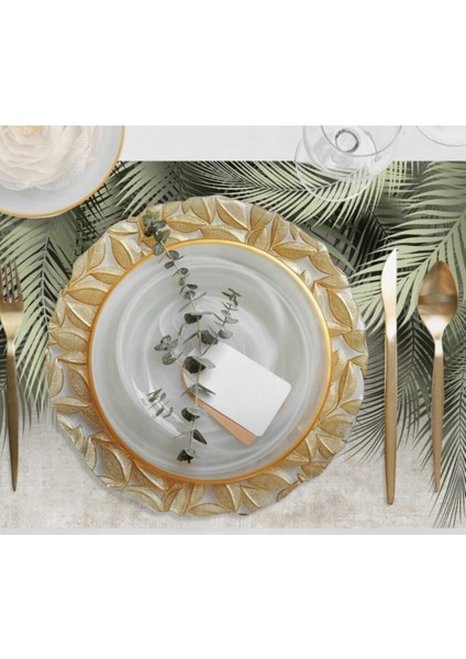 Palmiye Yapraklı Kumaş Amerikan Servis 4'lü Set 35X50CM -Keten, Ulusl. Yıkama ve Solmama Sertifikası fiyatları